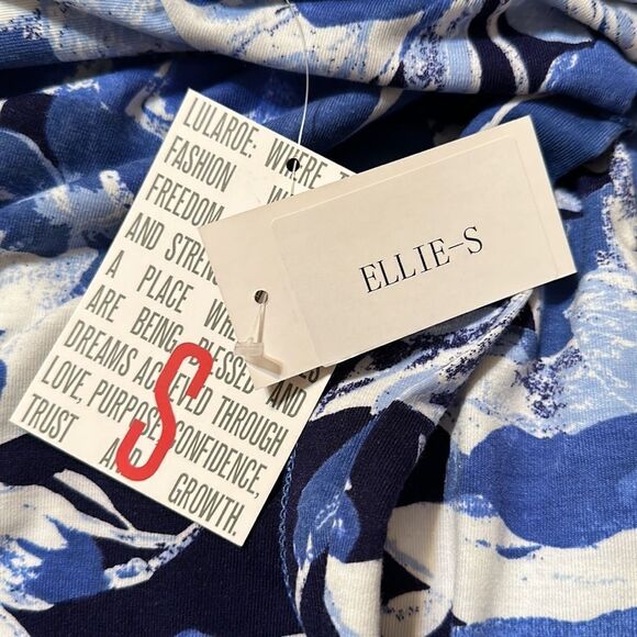 LuLaRoe S ELLIE Blue White Floral Long Sleeve A Line Midi Shirt Dress - Picture 13 of 16